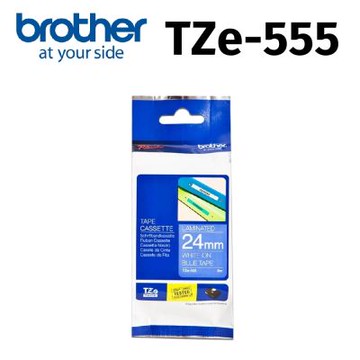 【Brother 兄弟】TZe-555 原廠護貝標籤帶 ( 24mm 藍底白字 )