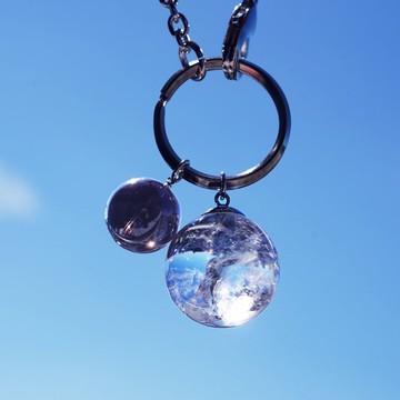 大顆水晶球與煙水晶後背包吊飾/鑰匙圈 夢幻泡影