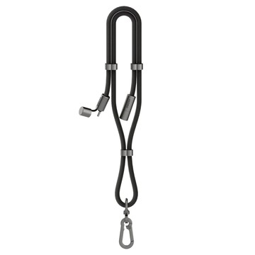 HAGiBiS 海備思 Type-C to Lightning PD 27W充電傳輸二合一手機掛繩 GS100 鋅合金+PP紗網 黑色 1.6米長度  1條