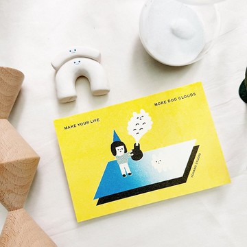 Make Your Life More Dog Clouds / 孔版印刷明信片