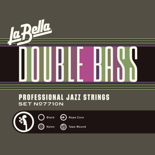 La Bella 7710N Professional Jazz Light Tension Double Bass Strings Black Nylon Tape Wound on a Rope Core