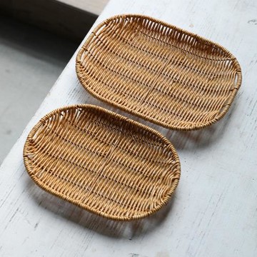 日式果盤仿藤編壽司糕點盤家用小號年貨干果盤創意油炸小吃點心籃