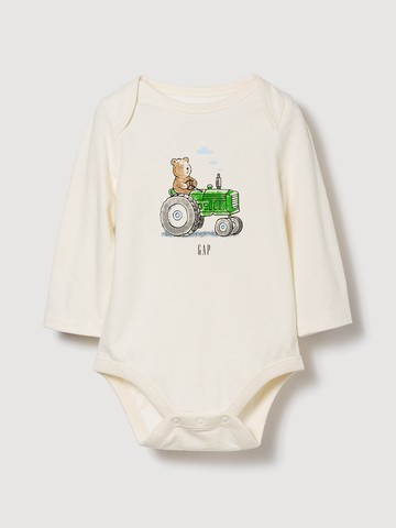 嬰兒裝 小熊刺繡/印花圓領長袖包屁衣-小熊圖案