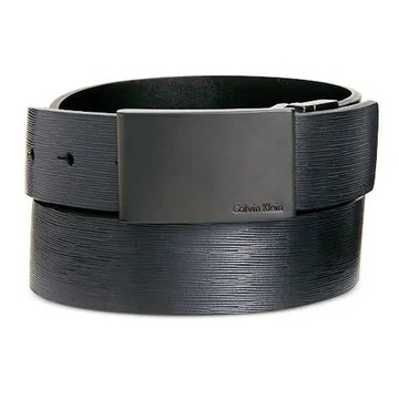 【Calvin Klein】2020男時尚牌匾半光澤黑色兩用皮帶【預購】