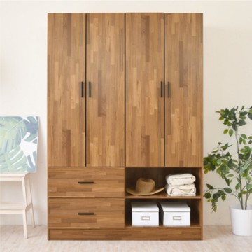 HOPMA家具 美背大空間四門二抽衣櫃 台灣製造 衣櫥 抽屜櫃 衣物收納櫃-寬121 x深50 x高179.5cm