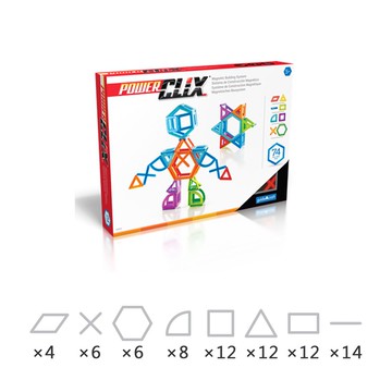 【美國GuideCraft】磁力空心積木 - 74件 半透明的幾何磁力積木