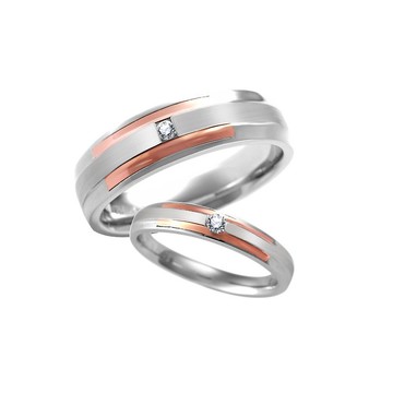 專寵.愛情 鑽石K金白鋼對戒  結婚對戒