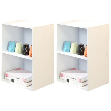 BuyJM 蜜糖收納櫃 糖果粉彩書櫥/鞋櫃/置物櫃 5色可選二入組  60 x 41 x 30.5cm  白色  2層