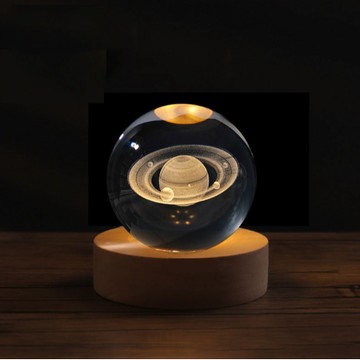 【吉利水晶】3D立體星球水晶球小夜燈 LED節能星球水晶球小夜燈 - 土星