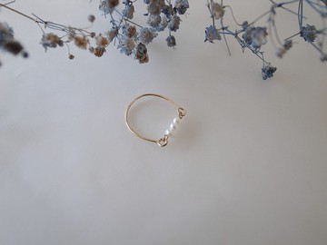 聖誕禮物【戒指】鍊戒 14K 包金 注金 珍珠戒指