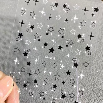 💗台灣出貨💗網紅新款彩色五角星3D平面美甲貼紙鏤空小星星防水背膠指甲裝飾貼