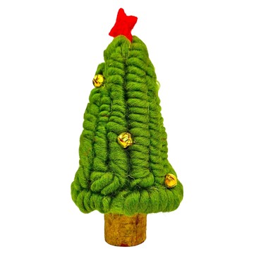 摩達客 羊毛氈紅樹頂星 綠色聖誕樹 造型擺飾品  綠色  1個  8.5 x 8.5 x 16cm