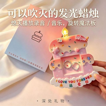 台灣出貨 驚喜蛋糕魔術翻轉板 機關禮物盒 錄音卡 可吹滅發光蠟燭 錄音表白賀卡 禮物盒 生日禮物 送女朋友情侶 交換禮物