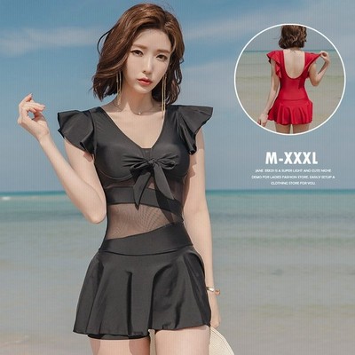 ワンピース水着レディース半袖フリル袖ビキニオールインワン大きいサイズスカート無地大きいサイズ体型カバーラッシュガードスイミング 通販 Lineポイント最大get Lineショッピング