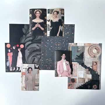 拼貼組 黑色貼紙 + 紙質 混搭 (anns note) 復古風