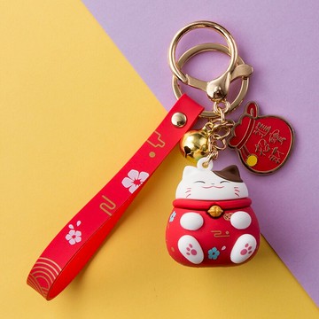 喵喵鑰匙扣創意個性汽車可愛鎖匙鏈圈書包環男女情侶包包掛飾
