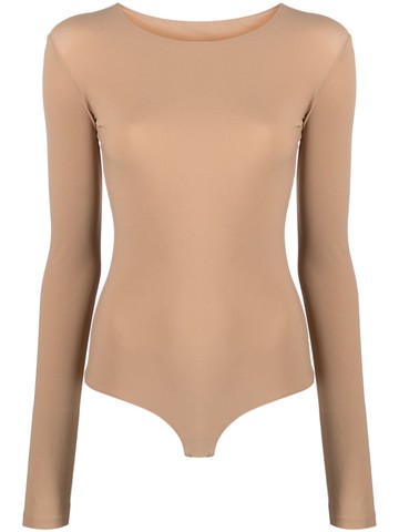 MM6 Maison Margiela - numbers-motif jersey bodysuit - women - Polyamide/Spandex/Elastane - L - Neutrals
