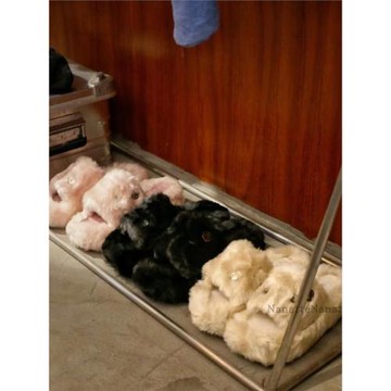 敲高性價比！ 潮牌可愛小眾設計厚底增高外穿毛毛拖鞋  可diy小熊