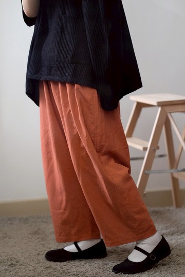 鮭魚柑橘紅 廓型低檔寬褲