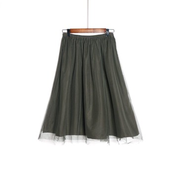 女通勤文藝A字裙中長裙純色有內襯半身裙子松緊腰