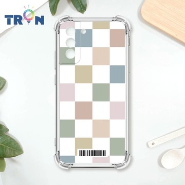 TRON 三星 S21 PLUS 莫蘭迪色簡約格子A款 四角防摔載具殼 軟殼 手機殼