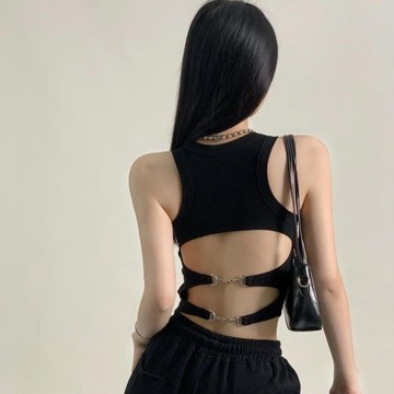 【台灣出貨】美背背心吊帶 大露背吊帶 女生背心 美式辣妹性感背心 一體式帶胸墊 外穿打底 內搭裹胸抹胸