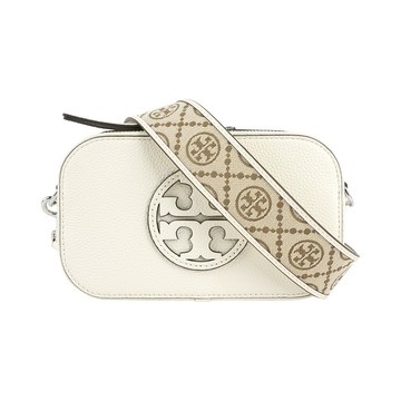 TORY BURCH Miller 荔枝紋雙拉鍊迷你相機包(新象牙白) 171955 104