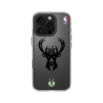 iPhone 16 Pro Clear Case（相機按鈕） 透明 - NBA - B&W-密爾瓦基公鹿 Milwaukee Bucks B&W