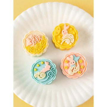 2025新款兔子做月餅的模具可愛壓模流心冰皮50g家用手壓式75g模子