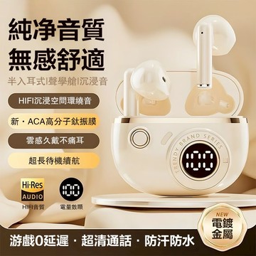 現貨隔日達⚡半入耳無線藍牙耳機 0延遲 超長續航 數顯電量 久戴不痛 運動跑步耳機 HIFI高音質藍芽耳機