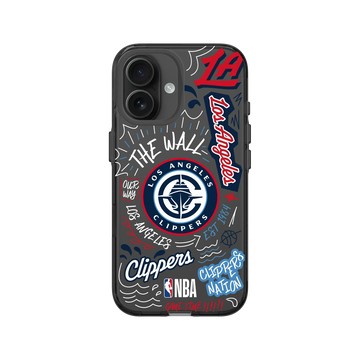 iPhone 16 Clear (相機按鈕) 酷墨灰 - NBA - 塗鴉系列-洛杉磯快艇 Los Angeles Clippers - Graffiti