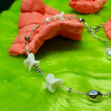 蝴蝶造型項鍊  花朵 優雅 可愛 珍珠y字鍊 短項鍊 頸鍊