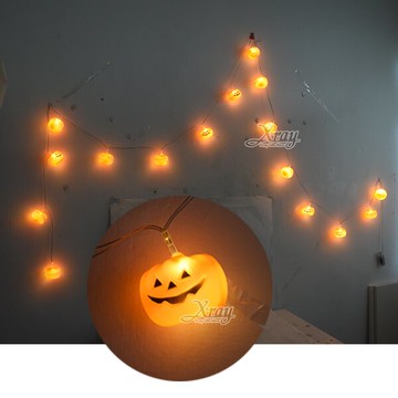 16頭南瓜電池燈408cm，萬聖節/線燈/佈置/裝飾/擺飾/會場佈置/燈籠/聲光/花燈/店面裝飾/道具/吊飾，X射線【W396786】