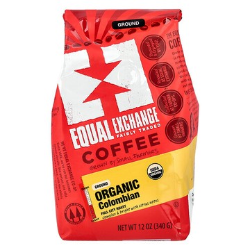 Equal Exchange, 有機咖啡，哥倫比亞，研磨，全都會烘焙，12 盎司（340 克）