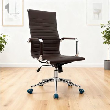 E家工廠  58公分pu皮面電腦椅 耐重辦公椅 465-KC（咖啡色）