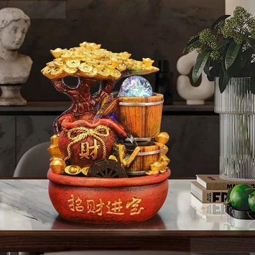 台灣熱賣🎈假山流水噴泉風水輪招財魚缸家用客廳辦公室裝飾開業送禮高檔擺