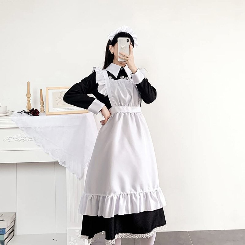 メイド服 ロング コスプレ衣装 長袖 クラシカル ロイヤルメイド レディース 大人用 イギリス風 フリル クラシカル 制服 喫茶店 変装 エプロン  ゴスロリ ロング 通販 LINEポイント最大GET | LINEショッピング