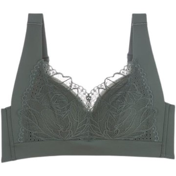 絲洛芬荔枝乳內衣天然乳膠薄款側收無鋼圈蕾絲鏤空文胸收副乳聚攏