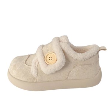 品牌真皮加絨魔術貼板鞋女冬季新款棉鞋chic小眾雪地靴運動小白鞋