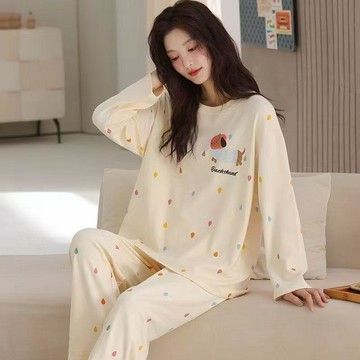 可可裡👛睡衣 家居服 新款睡衣女士 秋冬季 仿棉長袖卡通大碼套裝高檔 可外穿女 家居服