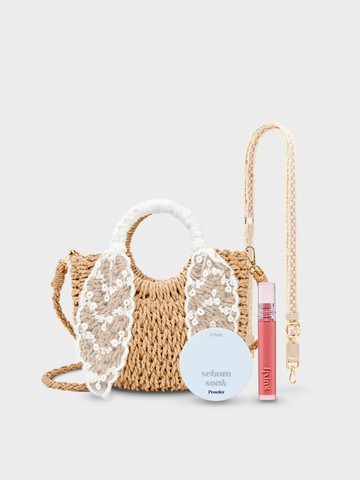 S’AIME X ETUDE合作 夏日海風織光絲巾編織包組