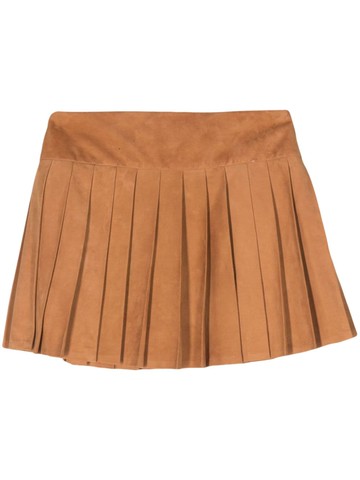 Ermanno Scervino - pleated suede miniskirt - women - Acetate/Silk/Polyamide/Lambskin - 40 - Orange