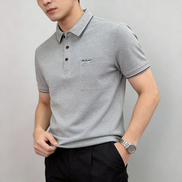  🔥【夏季新品】夏季新款真口袋POLO衫夏季爸爸裝男士短袖t恤休閒商務百搭刺繡短袖T恤上衣日常時尚透氣舒適短袖男士T恤