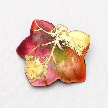 楓葉景泰藍胸針