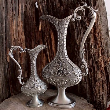 復古金屬青古銅花瓶 北歐式錫器仿古美式家居裝飾品擺設花器擺件