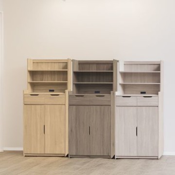 文創集 多坦福2.7尺二門二抽中高玄關櫃/鞋櫃(三色可選＋充電插座設置)-81x40.5x179-cm免組