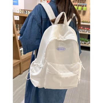 透明網格純色大容量背包書包女初中生簡約高中大學生旅行雙肩包男