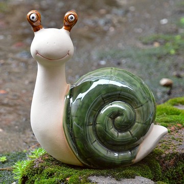 家居客廳蝸牛陶瓷擺件花園陽臺動物裝飾品房間小擺設園藝雜貨