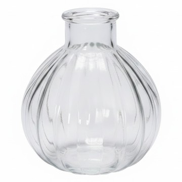 空氣選物 復古浮雕玻璃花瓶 小巧精緻 晶瑩剔透 百搭各式花材 增添生活品味  1個  透明  8.4 x 7.5 x 7.5cm