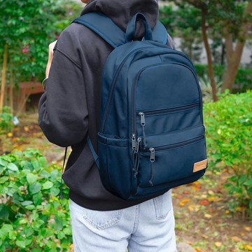 【買就送鑰匙圈】機能款減壓防震14吋筆電後背包(海軍藍)